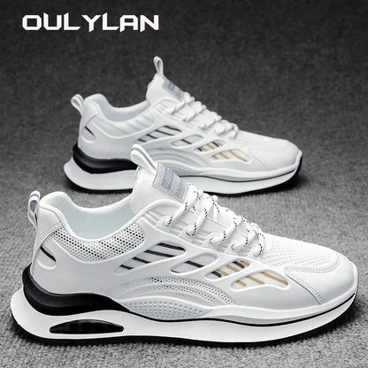 Men's Lightweight Wear-Resistant Sneakers, Anti-Slip Running Shoes, Casual White Footwear, Summer Outdoor Sports Shoes, New