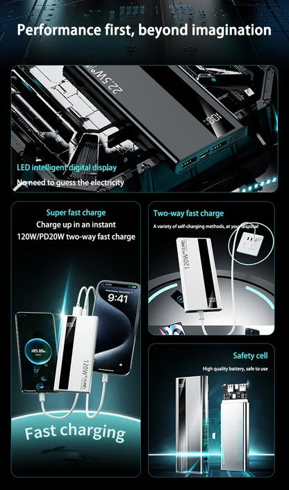 Xiaomi 500000mAh High Capacity 120W Power Bank Super Fast Charging Power Bank Portable Battery Charger For iPhone Samsung Huawei