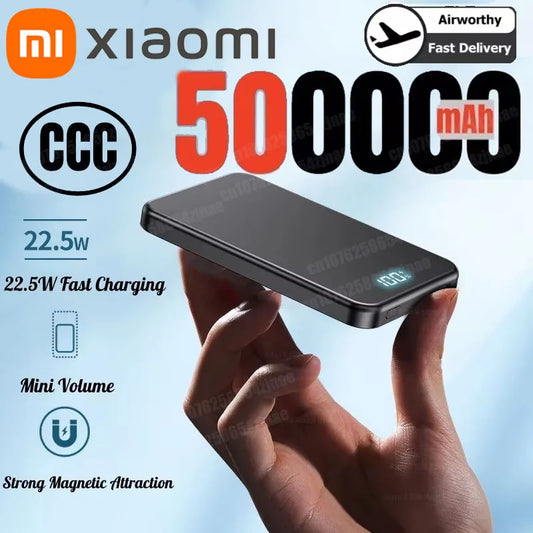 500000mAh Portable Magnetic Wireless Power Bank PD22.5W Fast Charging External Battery for Magsafe For iPhone Samsung
