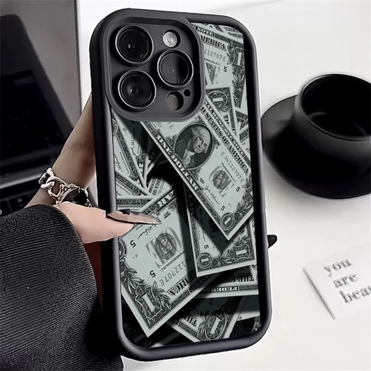 Black Bamboo Full-Coverage Banknote Design Silicone Phone Case For iPhone 17 16 15 14 13 12 11 Pro Max 16 Plus 16E 17 Air Cover