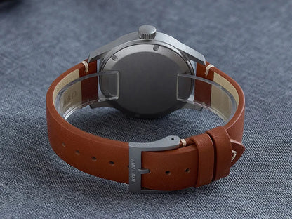 Baltany Men Quartz Field Watch S2082 10-Year Life Battery Luminous Leather Sapphire Stainless Steel Date Retro Military Watches