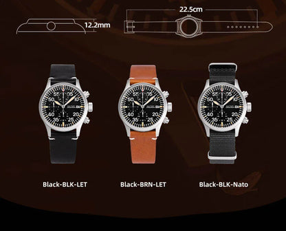 Baltany 39mm Military Chronograph Watch Man S5045 Sapphire Crystal 10ATM Stainless Steel VK67 Calendar Retro Quartz Wristwatches