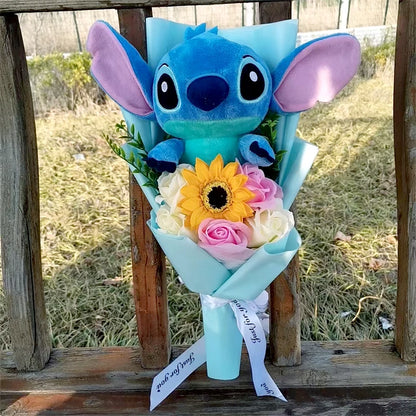 Lilo & Stitch Bouquet Major Holiday Gift PVC Rose Sunflower Anime Stuffed Doll Birthday Girl Valentine'S Christmas Day Girl Gift