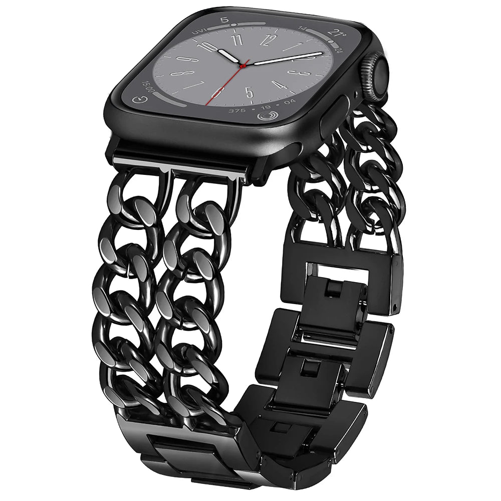 Metal Chain Link Compatible For Apple Watch Band Series Women Men Classic Watch Strap Replacement Accessories Smartwatch Bands
