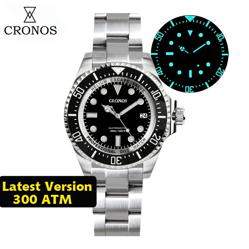Cronos L6009M Diver Watch Waterproof NH35 Automatic Mechanical Sapphire Crystal Luminous 44mm Luxury Wristwatch