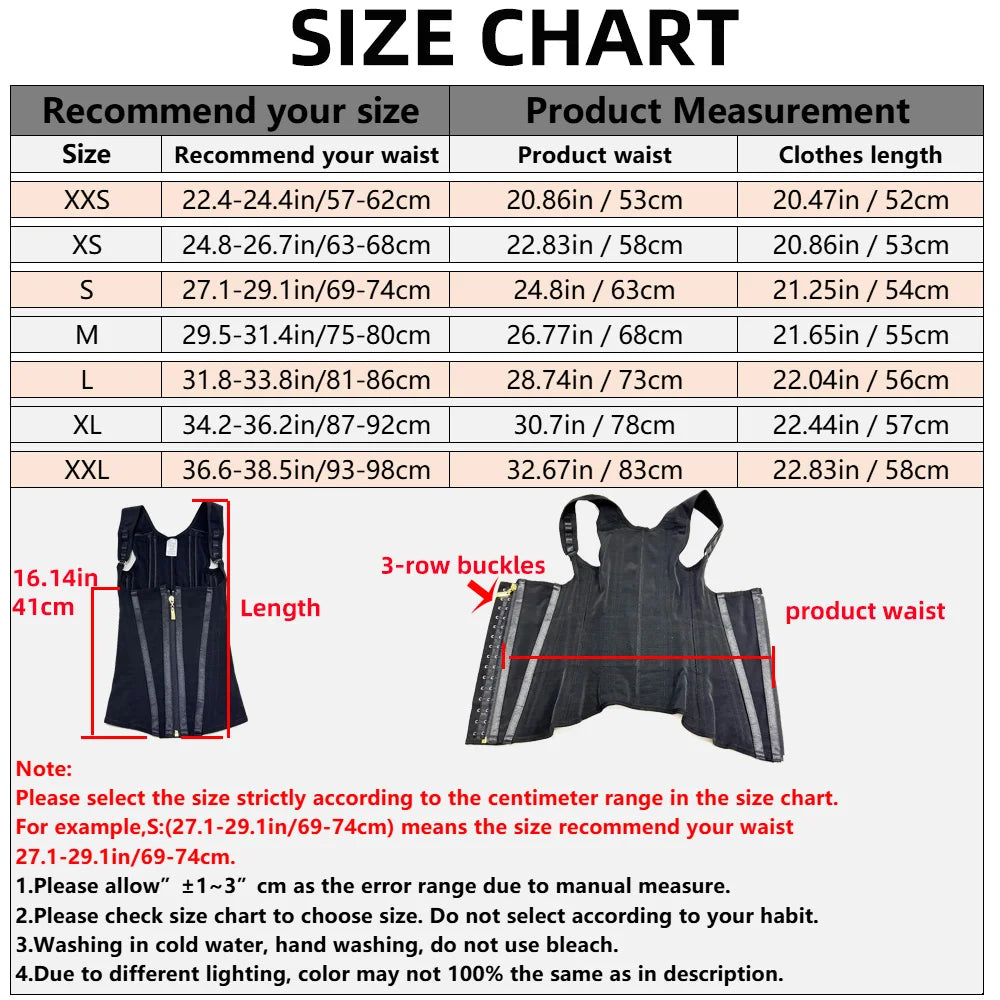 Body Shaper Shapewear Women Vest Tops Double Compression Waist Trainer Corset Adjustable Zipper and Hook-eyes