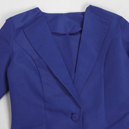 Elegant Office Lady Blazer Two Piece Sets Women Lapel Long Sleeve Coat And Slim Dress Outfit Female Clothing