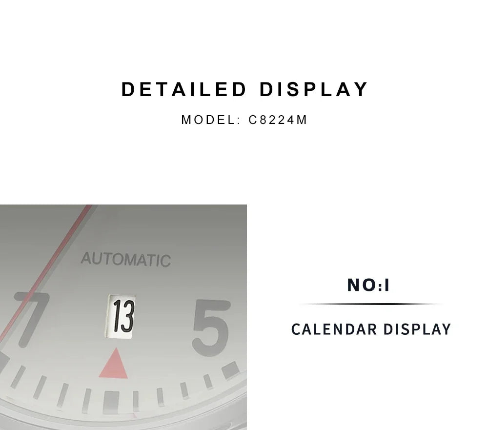 CADISEN Automatic Watch Men Luminous Stainless Steel Self-Wind Wristwatch NH35A Sapphire Waterproof Mesh Belt Mechanical Watch