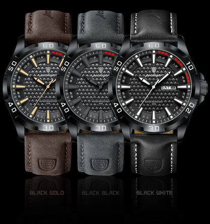 POEDAGAR Original Man Wristwatch Top Luxury Waterproof Luminous Date Week Watch For Men Quartz Sport Leather Men's Watches Reloj