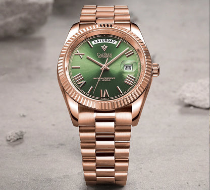 CADISEN New Week Calendar Type watch for men Sapphire mirror 10ATM Automatic Watch MIYOTA 8285 Business Mens All Steel Watches