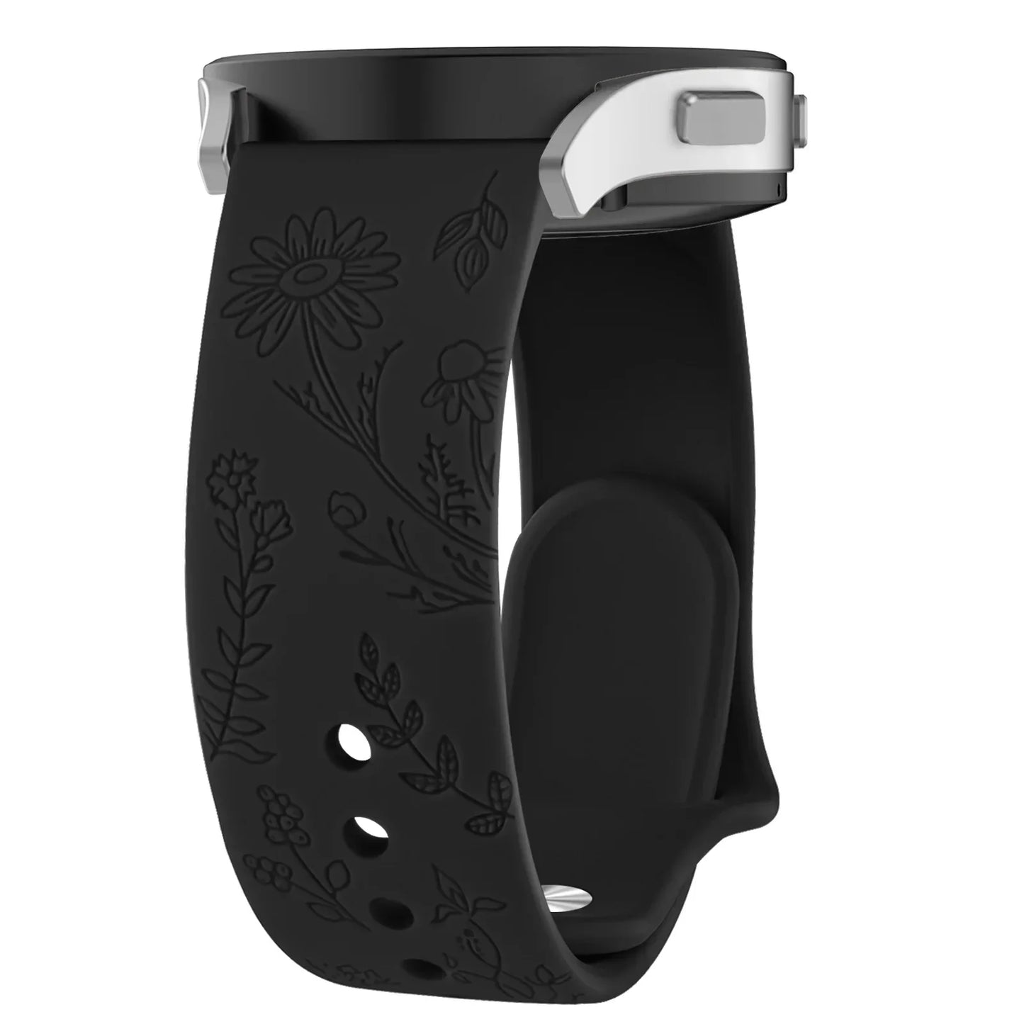 Floral Engraved Band for For Samsung Galaxy Watch 6/5/4/Active 2/5 Pro 45mm 40mm 44mm/Watch 6 4 Classic/Watch 3 41mm Strap
