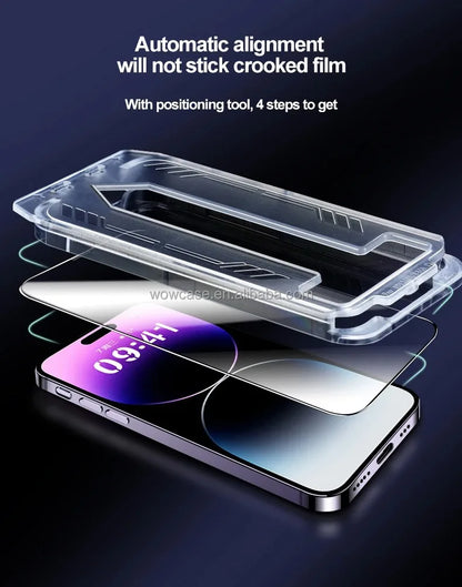 2PCS For IPhone 17 16 15 14 13 12 11 Plus ProMax XS XsMax XR Anti Peeping Film HD Tempered Glass Dust Free Install Box Protector