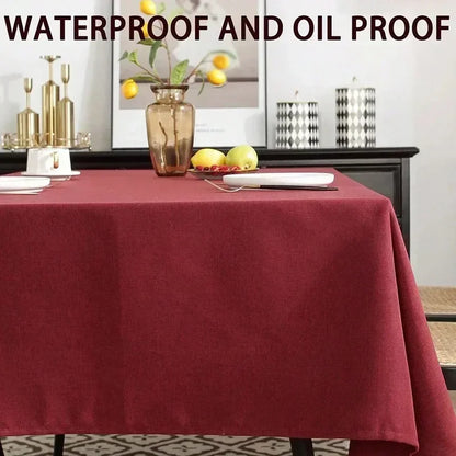 Waterproof Oilproof Kitchen Dining Tablecloth Solid Color Rectangle Tablecloth Cover Mat Oilcloth Antifouling Home Decoration