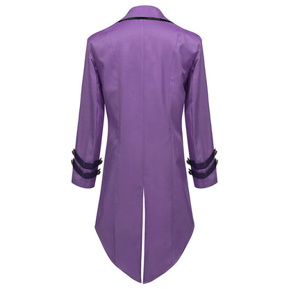 Men Steampunk Gothic Victorian Jacket Vintage Tailcoat Medieval Frock Coat Uniform Renaissance Halloween Pretend Play Costume