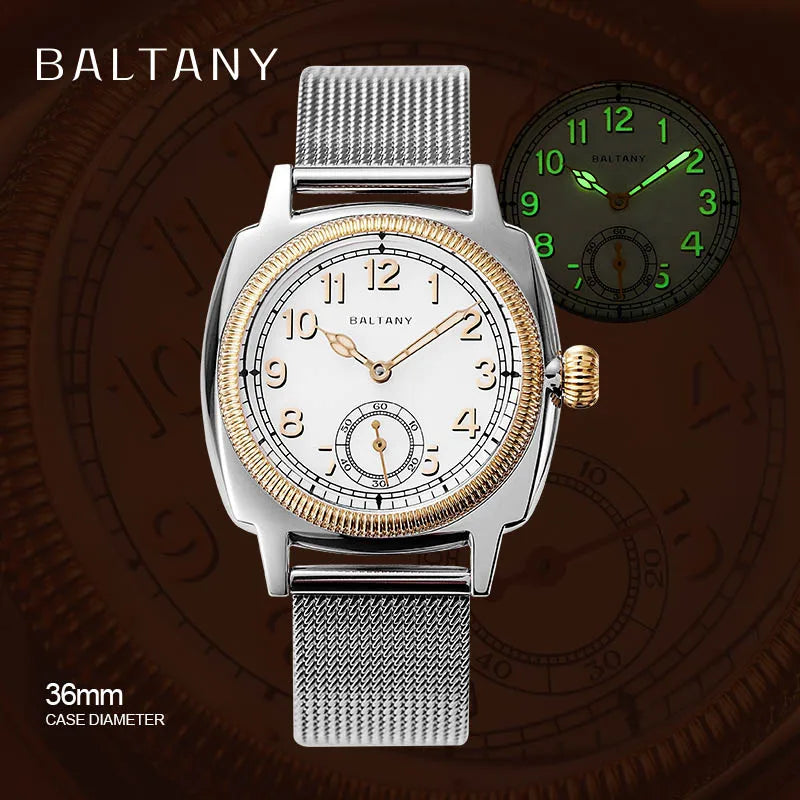 Baltany S4036F 36MM 1926S Oyster Tribute Watch Man Stainless Steel Waterproof Vintage Gold Bezel Automatic Mechanical Watches