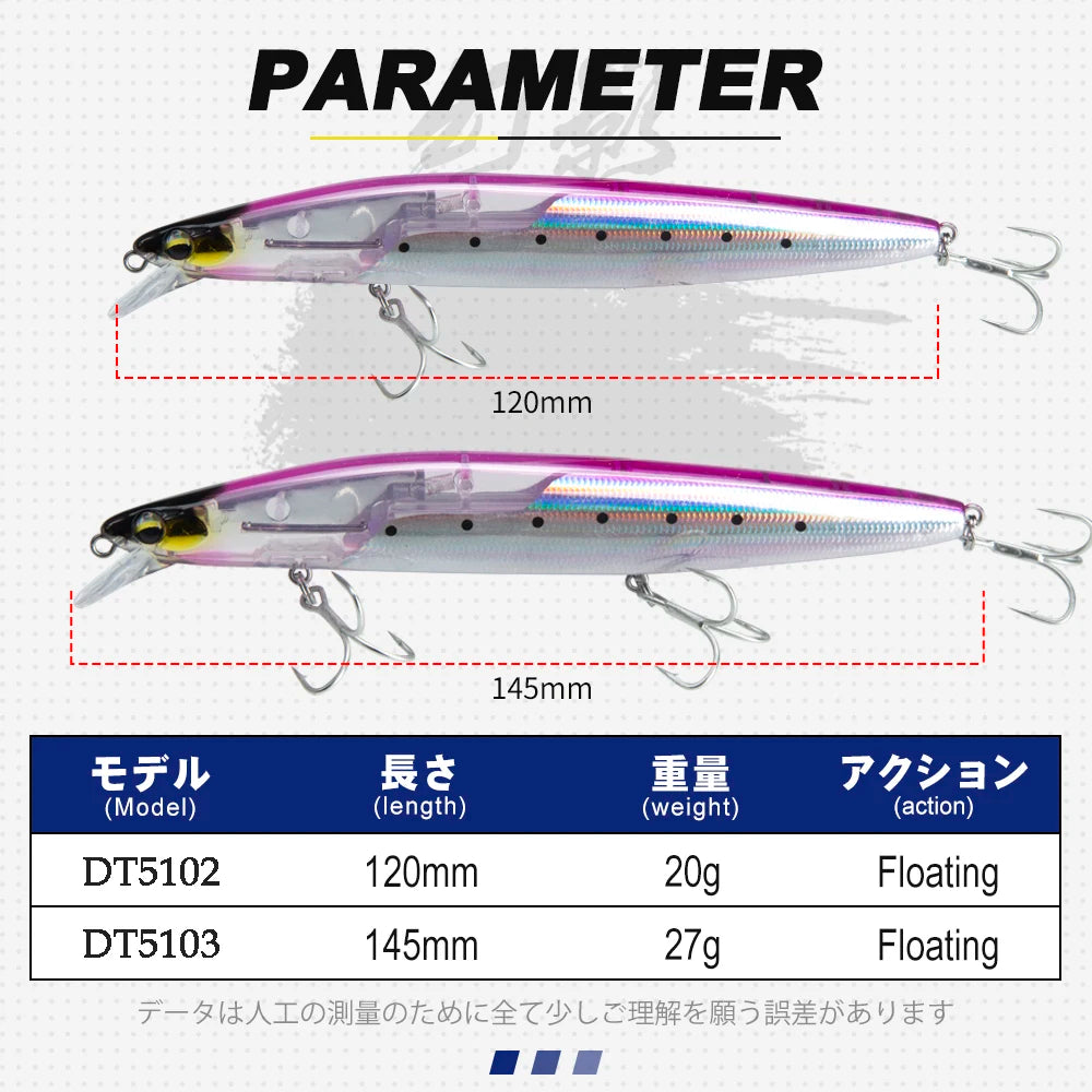 Floating Minnow Fishing Lure 120mm20g/145mm27g Flash Flake Wobbler Silent Assassin Floating Hard Bait For Pike Bass