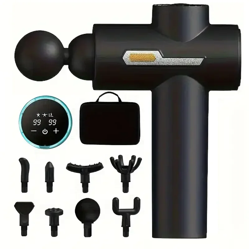 Massage Gun LED Display Fascia Deep Muscle Relax Body Massager Electric Fitness Equipment Noise Reduction