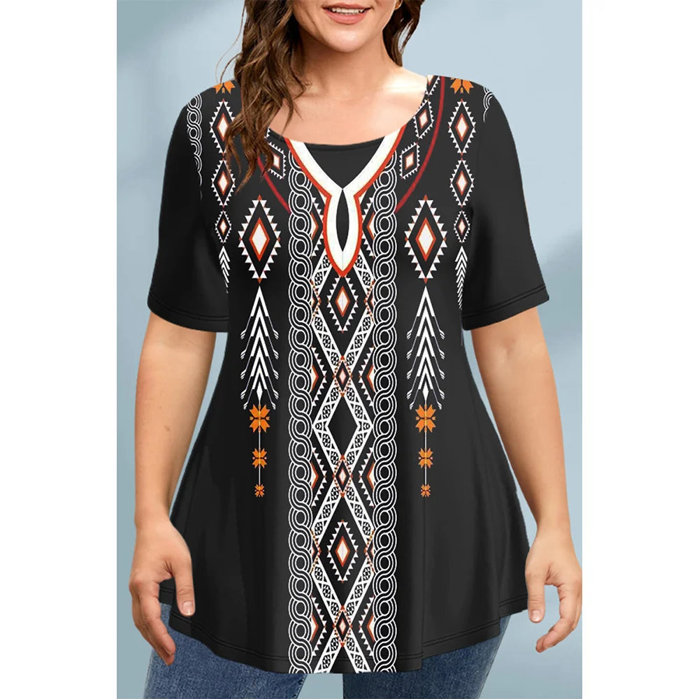 T-Shirts Spring Clothing Floral Graphic O-Neck Pullovers Short Sleeve Tops Streetwear Oversized Apparel Ladies 2023