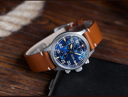 Baltany 39mm Military Chronograph Watch Man S5045 Sapphire Crystal 10ATM Stainless Steel VK67 Calendar Retro Quartz Wristwatches