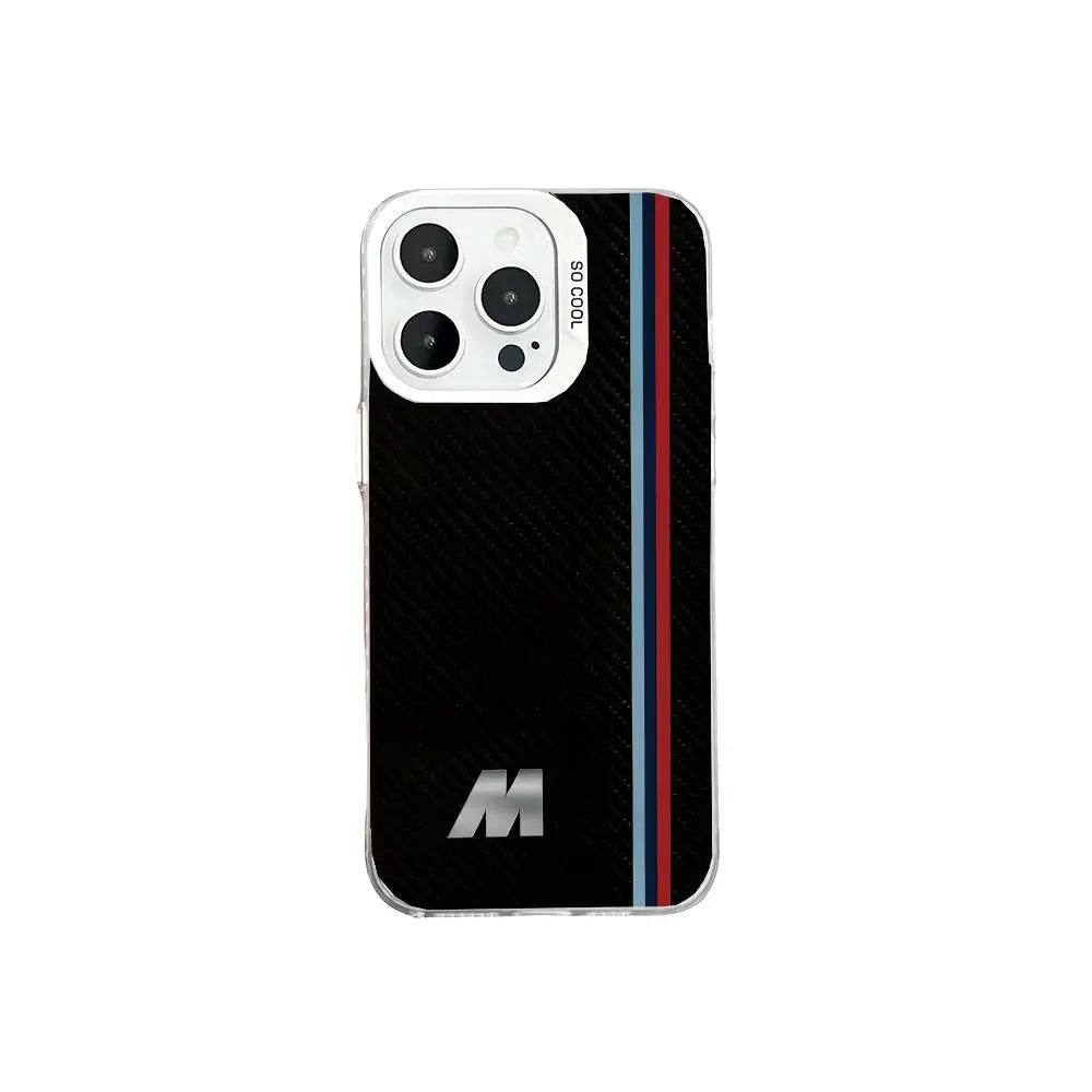 Striped letter M pattern phone case for iPhone 17 16 15 14 13 12 11 Pro Max/Pro/Plus Drop and shock resistant back cover