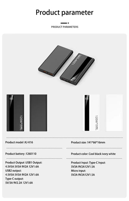 Xiaomi 500000mAh High Capacity 120W Power Bank Super Fast Charging Power Bank Portable Battery Charger For iPhone Samsung Huawei