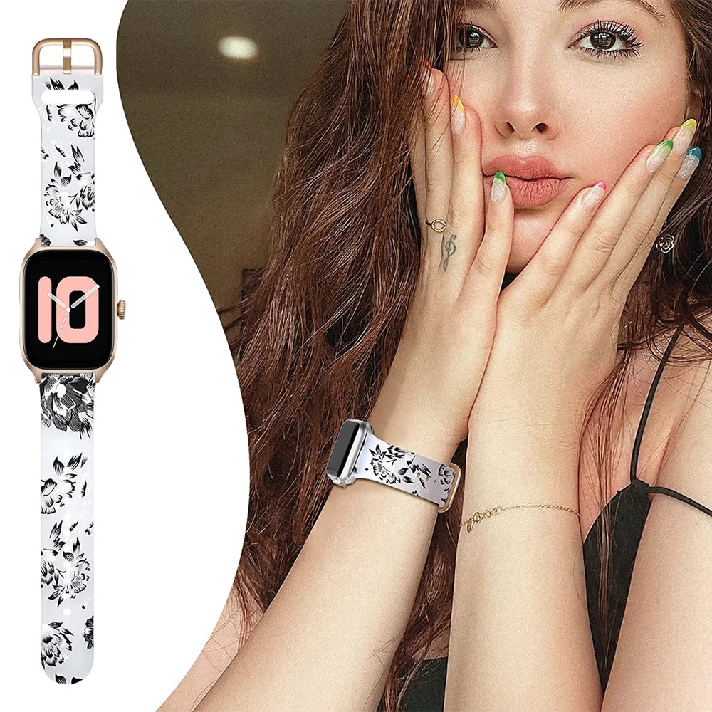 20mm Floral Band For Huami Amazift GTS 4/2/2e/3/GTS2 Mini/GTR 42mm Watch Bracelet Amazfit Bip 3 Pro Transparent Silicone Strap