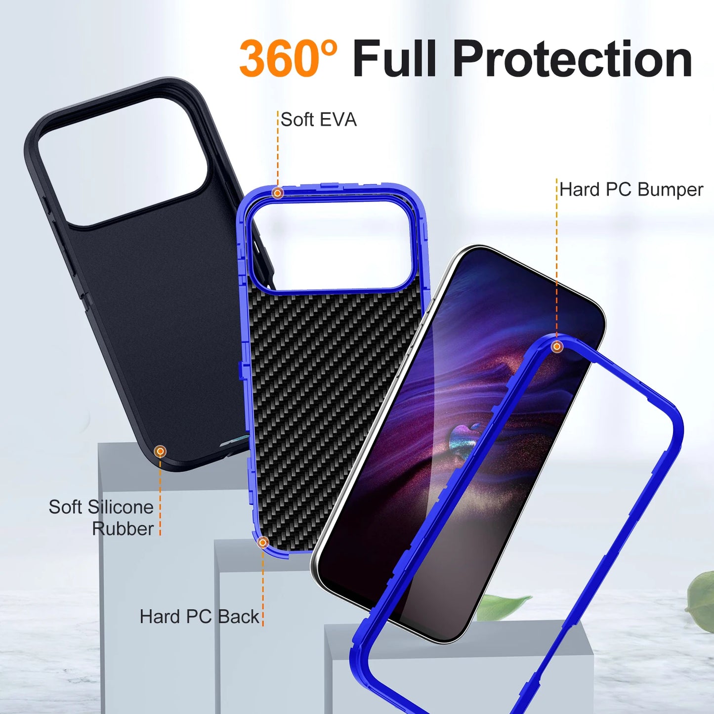 Hybrid Armor Shockproof Defend Case For iPhone 17 Pro Max 17Air 16Pro 16e 16Plus 17 Heavy Duty Protection Rugged Cover