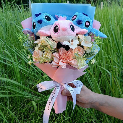 Lilo & Stitch Bouquet Major Holiday Gift PVC Rose Sunflower Anime Stuffed Doll Birthday Girl Valentine'S Christmas Day Girl Gift