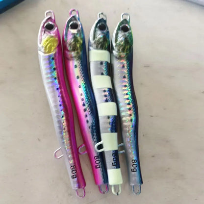 JIg Lure Fishing Anglers Glow Jig 3D Print Treble Hook Speed Falling 40g60g80g Metal Hard Bait Jigging Pesca Bait