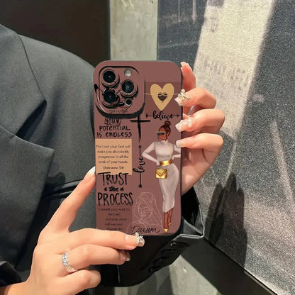 Fashionable Girl Illustration Phone Case For iPhone 17 16 15 14 13 12 11 16E X XR XS SE2 8 7 Plus Pro Max Mini Air Back Cover