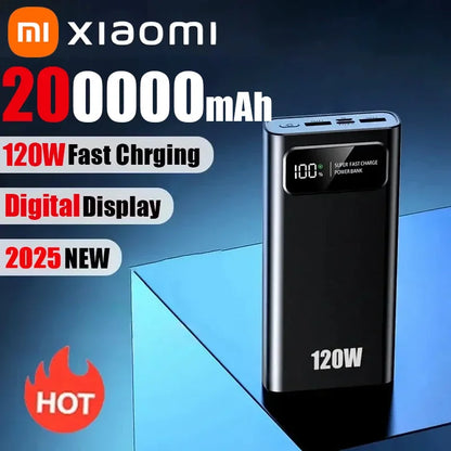 Xiaomi MIJIA 200000mAh Ultra large Capacity Power Bank 120W Fast Charging Portable Digital Display Power Bank For iPhone Samsung