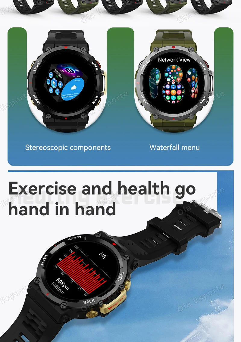 T-REX 3 Ultra Outdoor Military NFC Smart Watch Men GPS trackr Bluetooth Call Health Monitor Sports Smartwatch For Amazfit