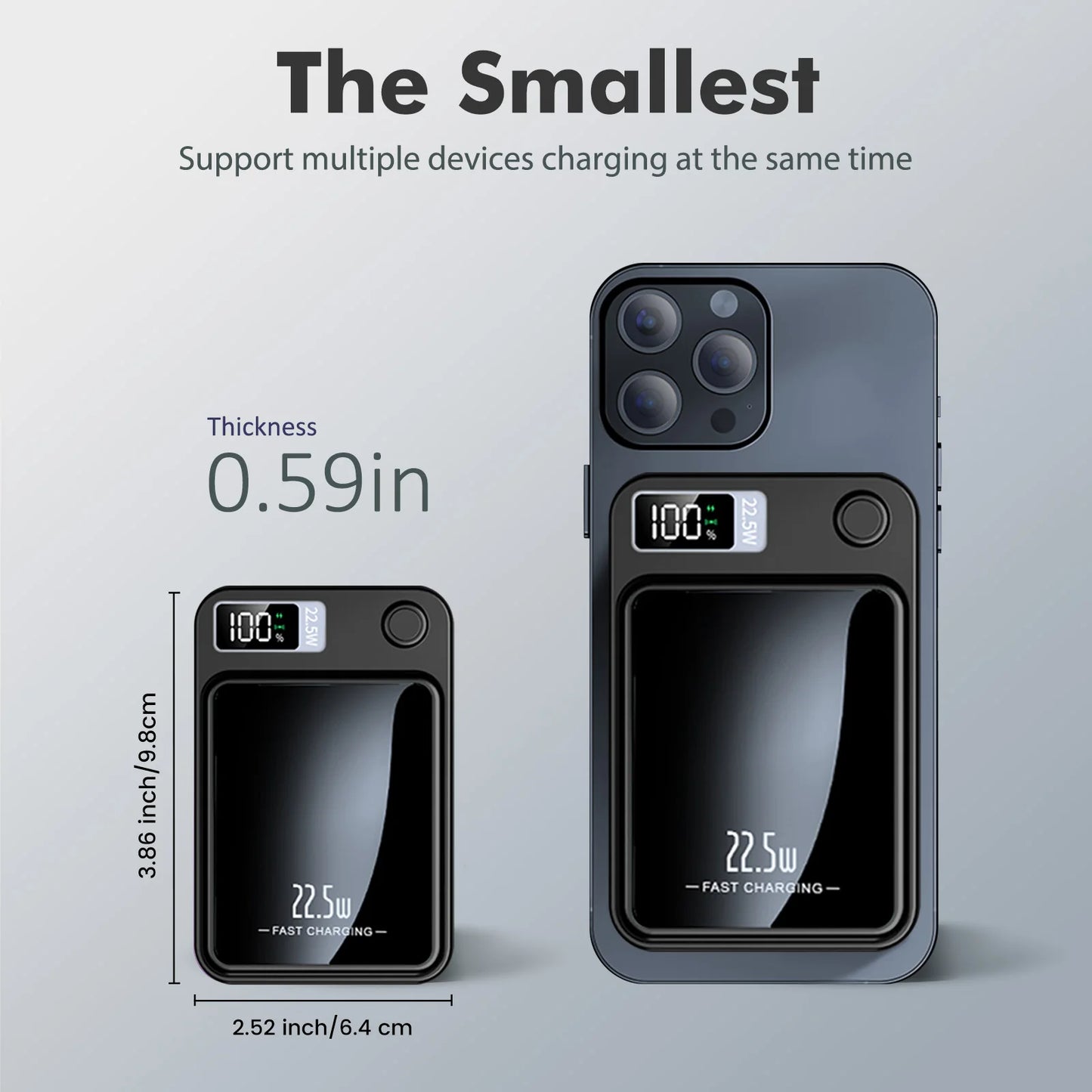 100000mAh Magnetic Power Bank Wireless Portable 22.5W Fast Charger For Iphone Huawei Samsung External Auxiliary Backup Battery