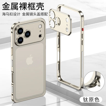 Metal Frame Bumper Phone Case For iPhone 17 16 15 14 13 Pro Max Plus 17Air Aluminum Alloy Lens Heat Dissipation Shockproof Cover