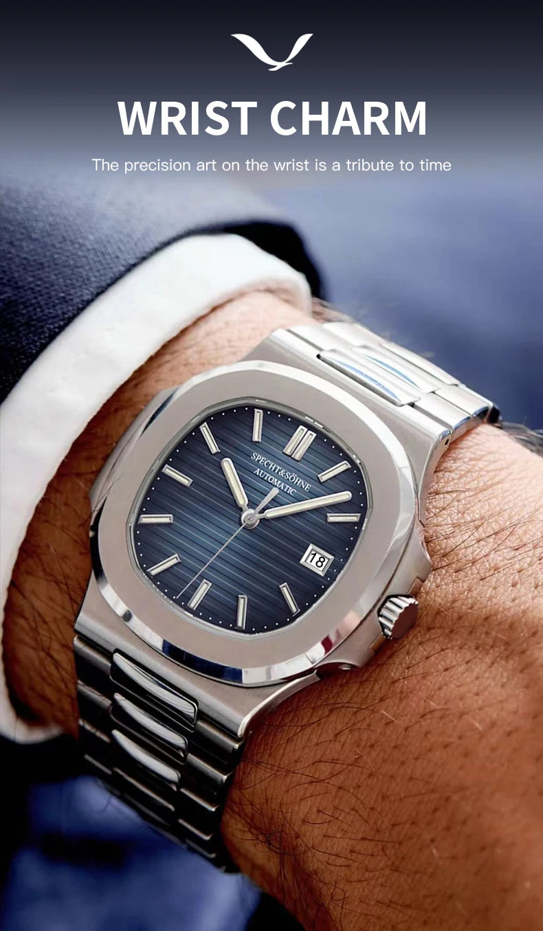 New Specht&Sohne Men's Watches Mechanical Watch Japan Miyota 8215 Movt Rose Gold Stainless Steel Classic 5711 Watch Waterproof