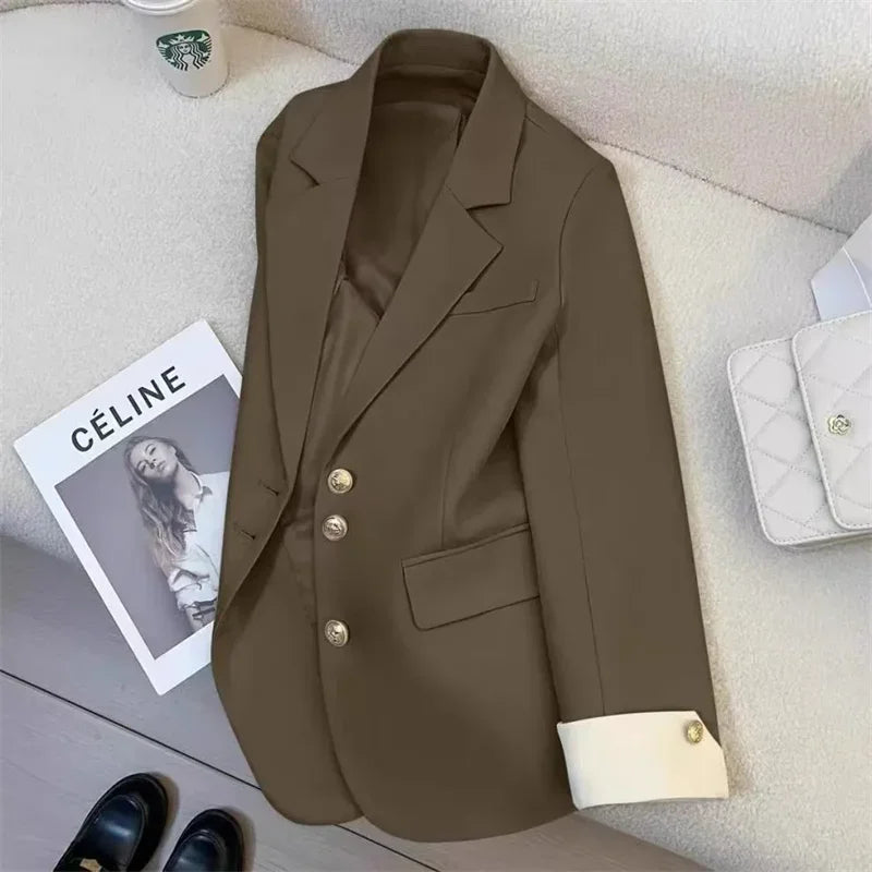 New Women Suit Coat Elegant Sports Casual Blazer Korean Fashion Jacket Spring Autumn 12 Color Office Ladies Clothing Basic Coat