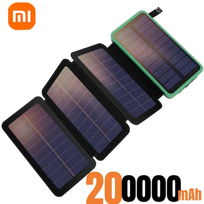 200000mAH Solar Power Bank Folding Solar Panels 5V 2A USB Output Portable Outdoor Camping Sun Power For IPhone Android