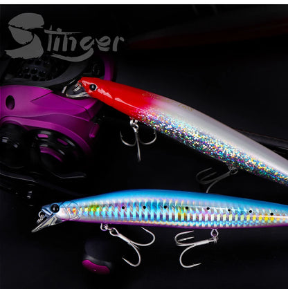 Minnow Sea Fishing Lure STINIGER 140mm 26g Piston Weight Ultra Long Casting Seabass Inshore Hard Baits