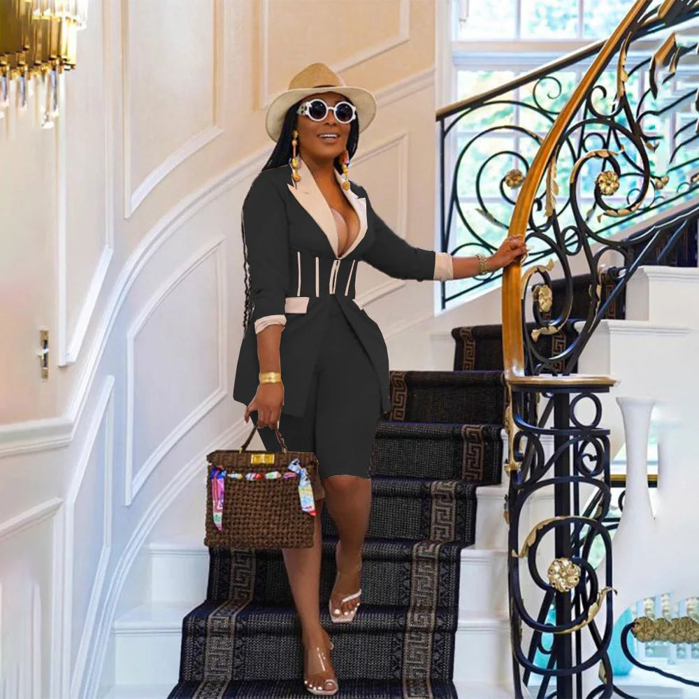 Elegant Suits  Women Corset Blazer and Legging Pants Matching Two 2 Piece Set Outfits Streetwear Lady Tracksuit