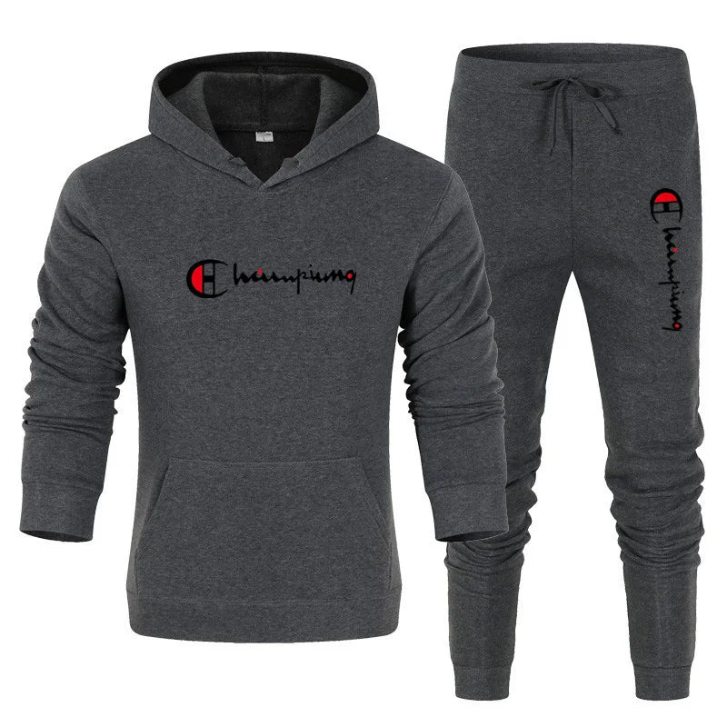 2025 Men's Tracksuit Hooded Sweatshirt+Sweatpants 2 Pcs Sets Sports Suit Casual Jogger Sportswear 2 Piece Male Streetwear Sets