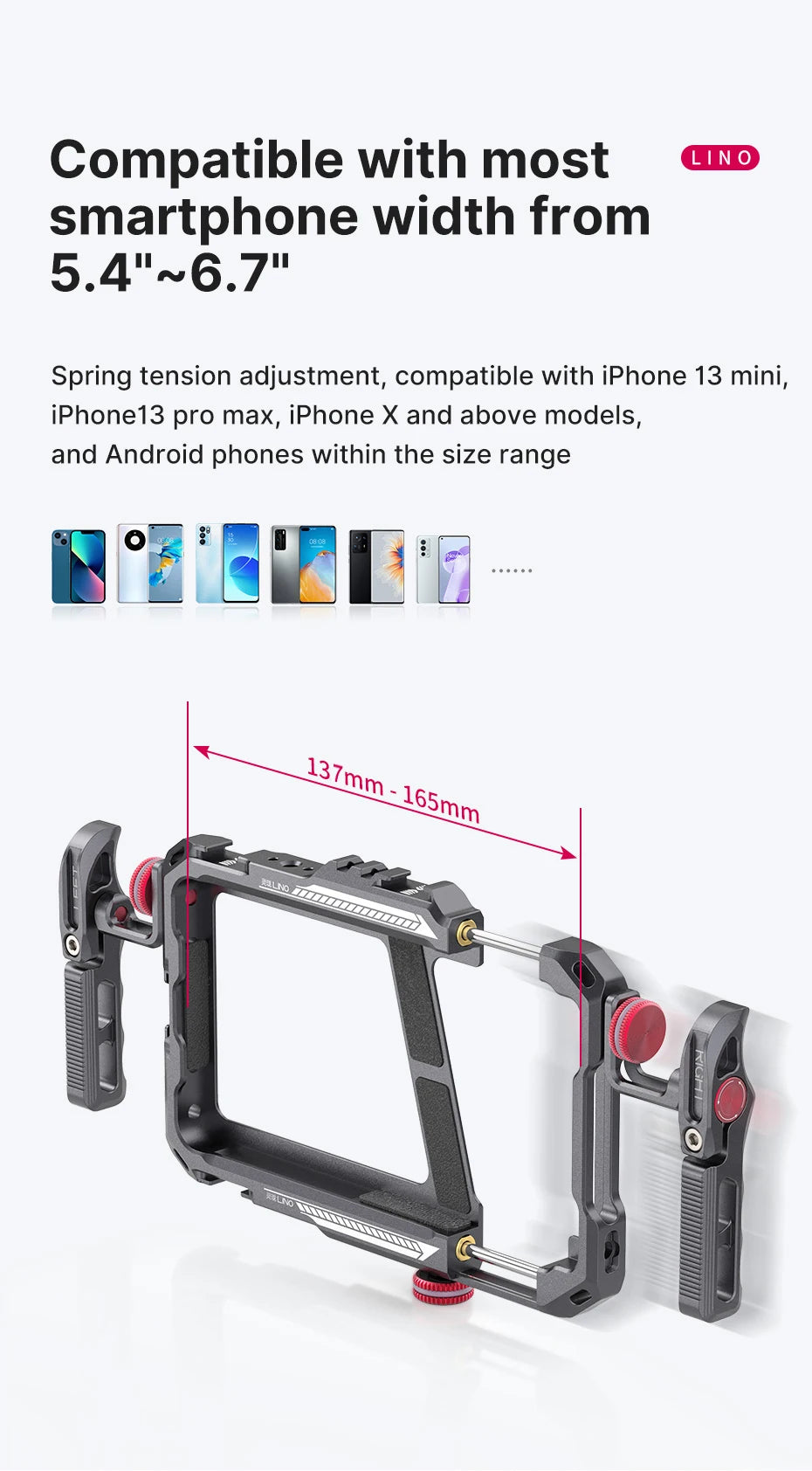 Phone Case Video Vlog Rig Handle For 5.4'' to 6.7'' iPhone X 11 12 13 14 Pro Max Android Phone Photography