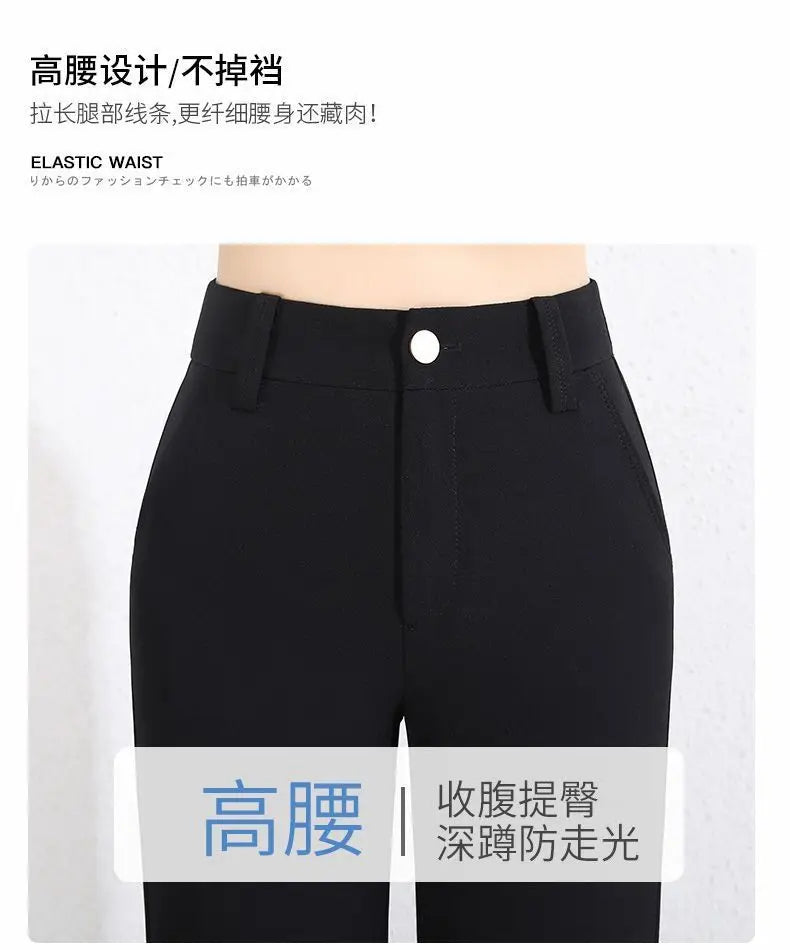 Office Lady Fashion Solid Loose Straight Pants All-match Button Zipper Women Spring Autumn High Waist Pockets Pencil Trousers