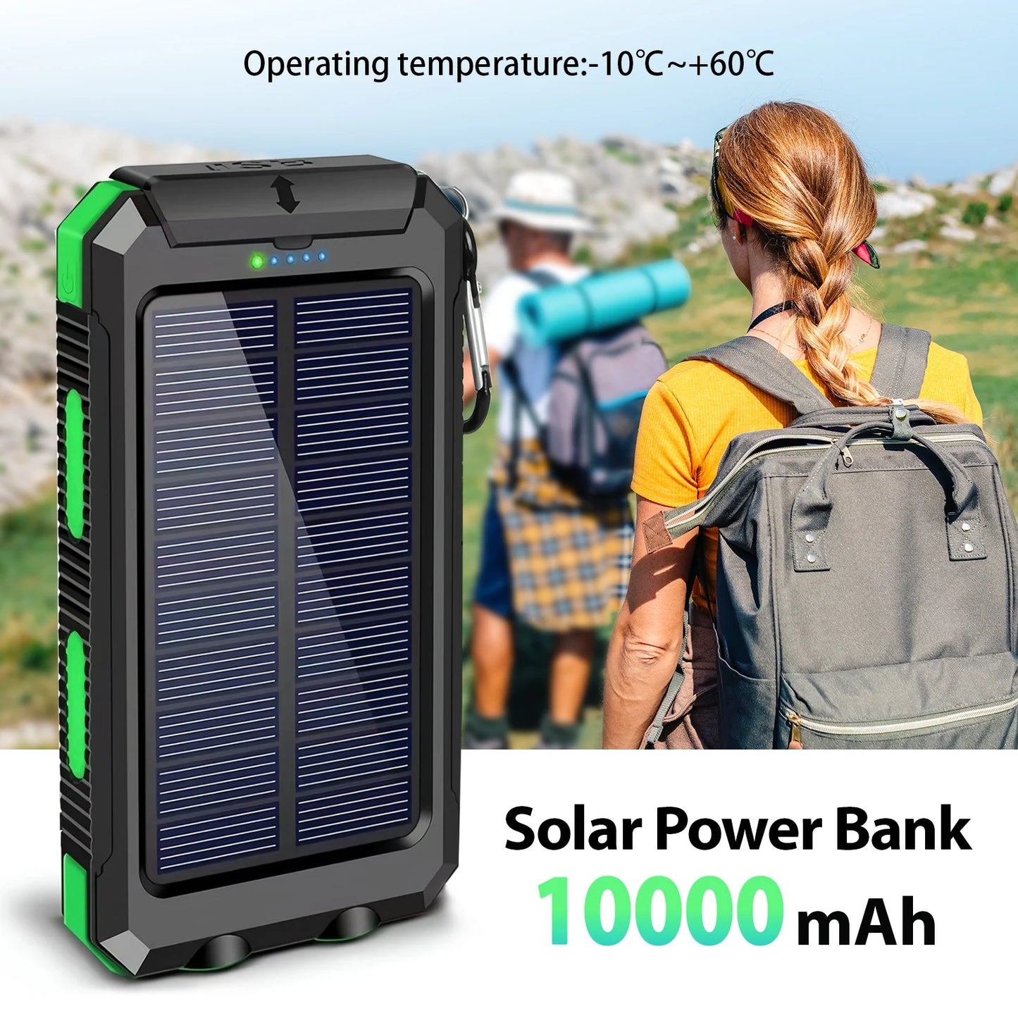 30000mAh Solar Power Bank Portable Charging Poverbank Dual 5V USB Ports 2 LED Light Flashlight for Iphone Outdoor Camping Hik