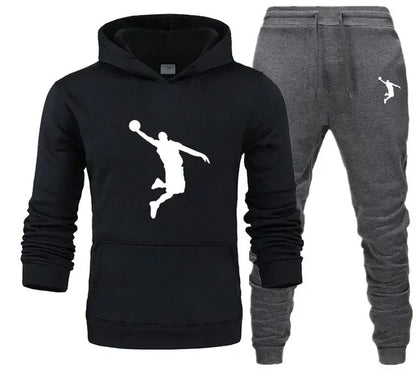 A new 2-piece set for men's casual sports hooded pullovers and sweatpants for outdoor jogging in Europe and America in 2025