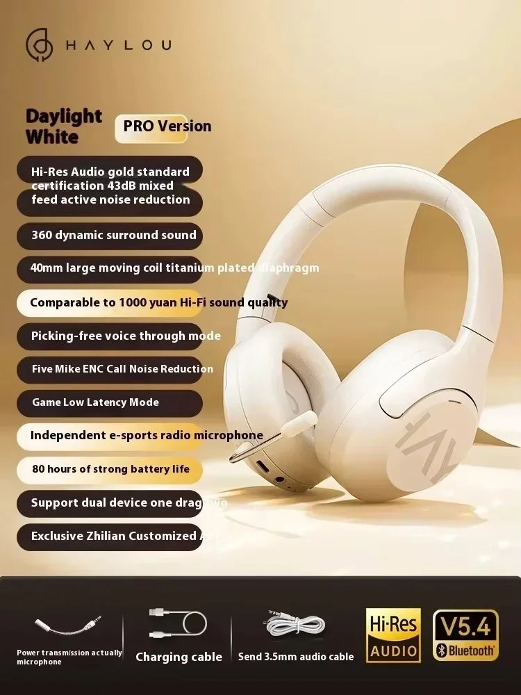 HAYLOU S30 Pro Headphone With Mic Active Noise Reduction Bluetooth 5.4 Long Battery Life HiFi 40mm Dynamic Gaming Headset Custom