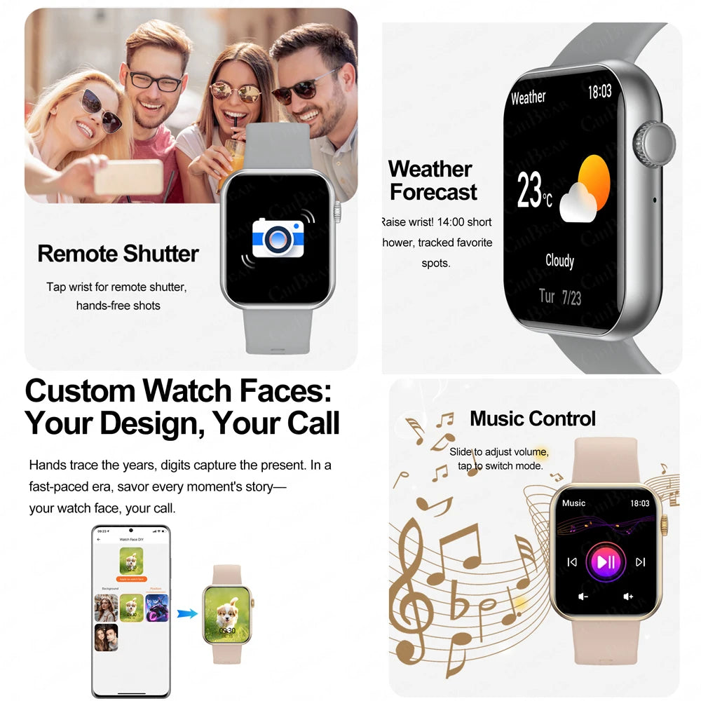 Smart Watch Full Touch Screen Bluetooth Call AI Voice Heart Rate Waterproof Watches Sports Bracelet Smartwatch Women