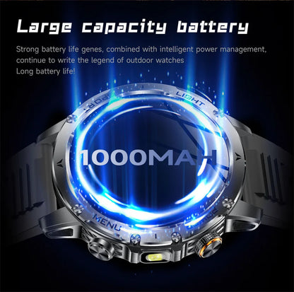 T-REX3 1000mAh Big Battery Smart Watch HD Bluetooth Call 1.7inch Large Sceen LED Flashlight Sports Waterproof Smartwatch Men