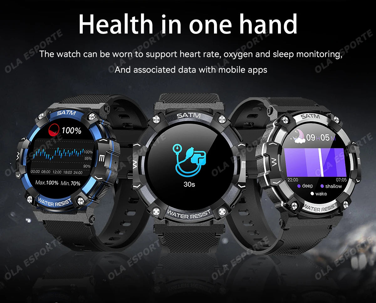 Outdoor Military Smartwatch For Men Health Monitor Bluetooth Call Voice Assistant GPS Sports Waterproof Men Smartwatch 2024