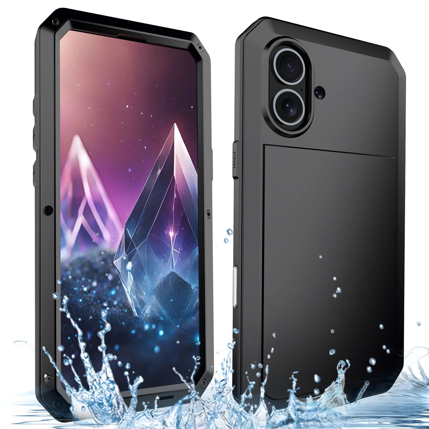 Shockproof Metal Glass Case for iPhone 17 16 15 14 Plus 13 12 11 Pro Max XR Xs Max SE 8 7 Heavy Duty Anti-slip Anti-Abrasion