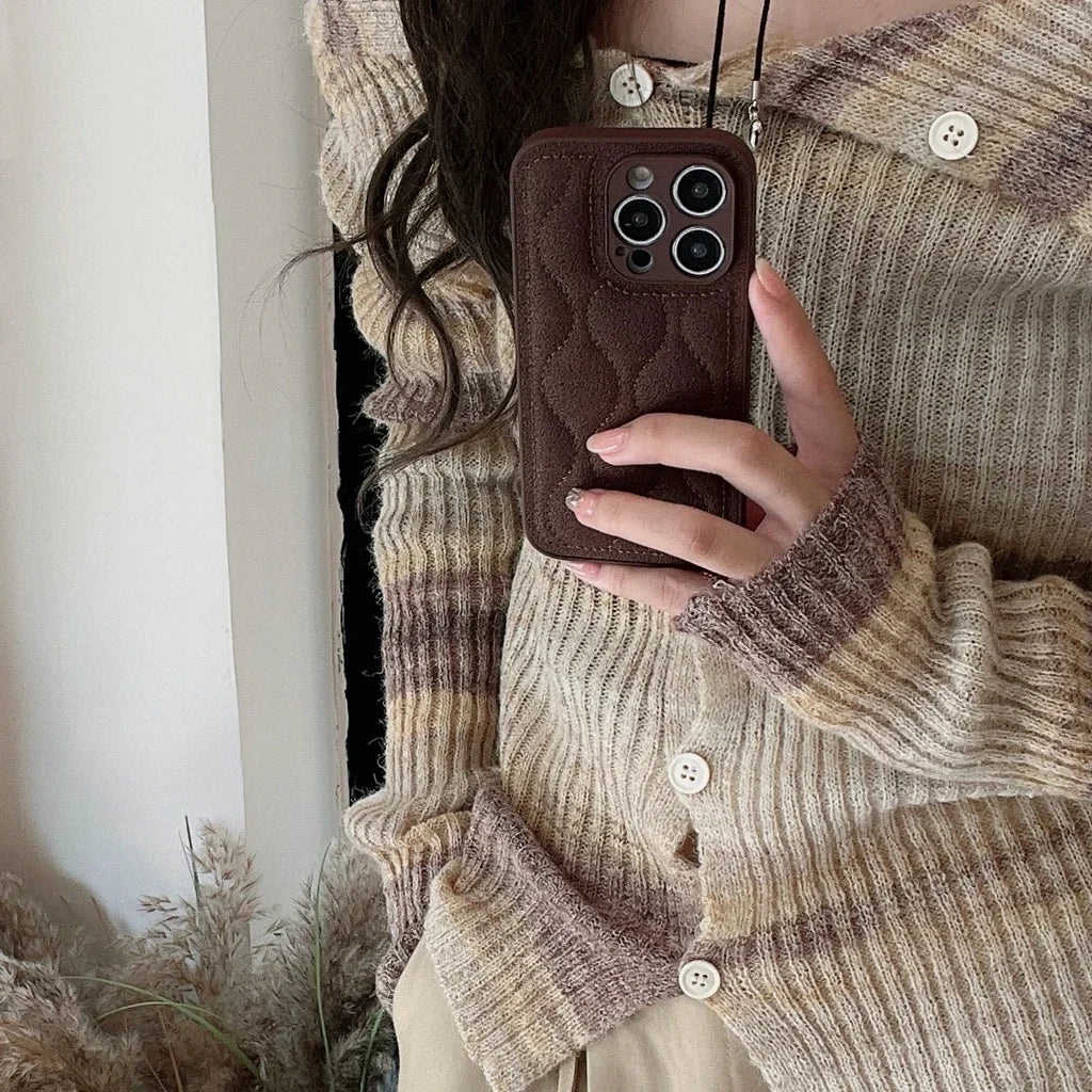 Retro Brown Water Ripple The Puffer Shockproof Protective Phone Cover Case for iPhone 17 16 15 14 13 12 11 Pro Max 17Air